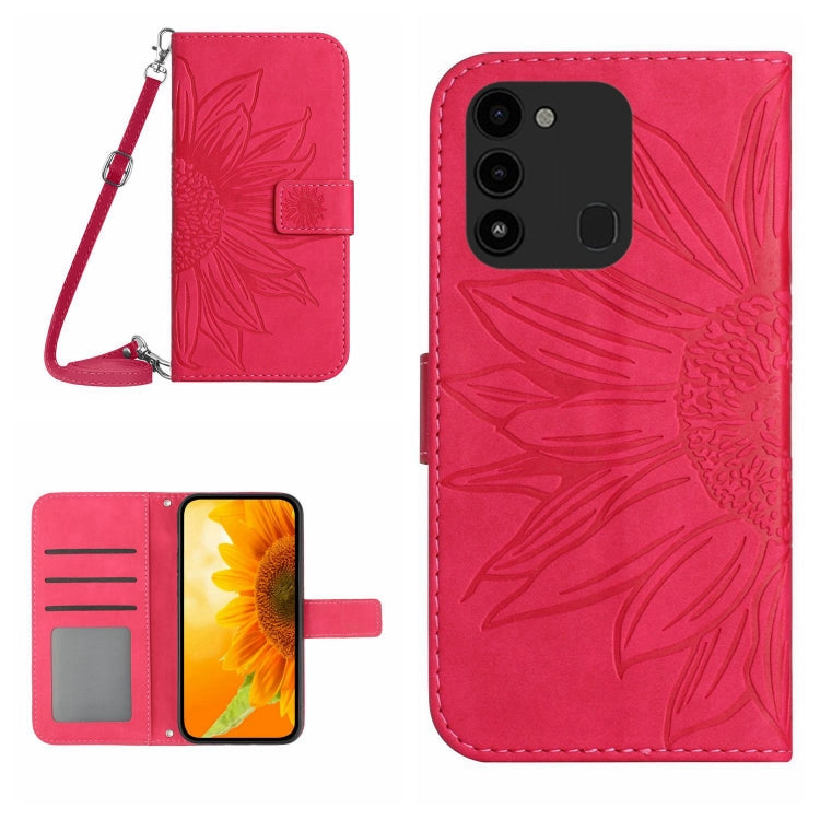 Skin Feel Sun Flower Pattern Flip Leather Phone Case with Lanyard, For Tecno Pova 2, For Tecno Spark 8, For Tecno Spark Go 2022 / Spark 8C