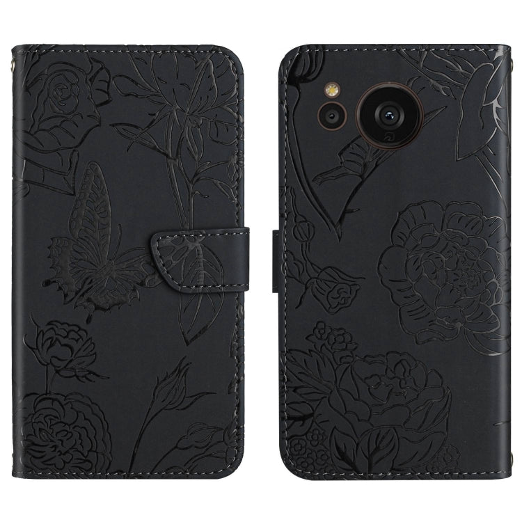 HT03 Skin Feel Butterfly Embossed Flip Leather Phone Case, For Samsung Galaxy S23+ 5G, For Sharp Aquos Sense7 SH-V48, For Xiaomi 12 Lite NE, For Samsung Galaxy A04E, For Samsung Galaxy A14 5G, For OnePlus Nord N300
