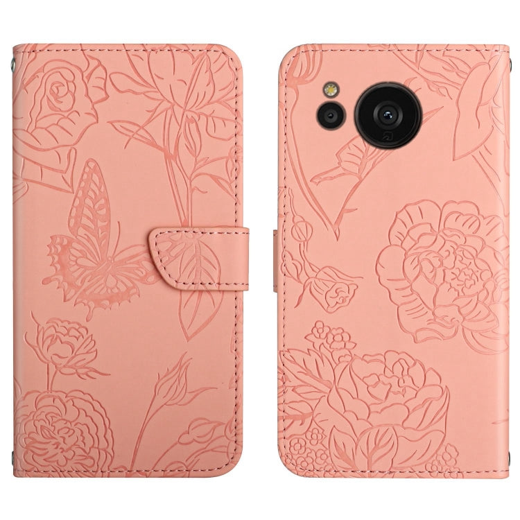 HT03 Skin Feel Butterfly Embossed Flip Leather Phone Case, For Samsung Galaxy S23+ 5G, For Sharp Aquos Sense7 SH-V48, For Xiaomi 12 Lite NE, For Samsung Galaxy A04E, For Samsung Galaxy A14 5G, For OnePlus Nord N300