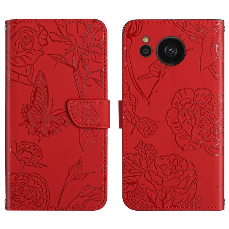 HT03 Skin Feel Butterfly Embossed Flip Leather Phone Case, For Samsung Galaxy S23+ 5G, For Sharp Aquos Sense7 SH-V48, For Xiaomi 12 Lite NE, For Samsung Galaxy A04E, For Samsung Galaxy A14 5G, For OnePlus Nord N300