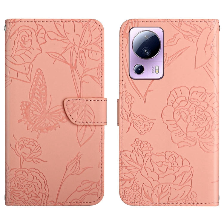 HT03 Skin Feel Butterfly Embossed Flip Leather Phone Case, For Samsung Galaxy S23+ 5G, For Sharp Aquos Sense7 SH-V48, For Xiaomi 12 Lite NE, For Samsung Galaxy A04E, For Samsung Galaxy A14 5G, For OnePlus Nord N300
