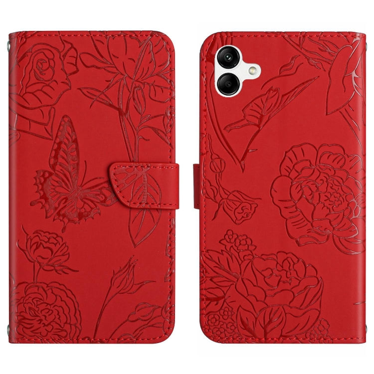 HT03 Skin Feel Butterfly Embossed Flip Leather Phone Case, For Samsung Galaxy S23+ 5G, For Sharp Aquos Sense7 SH-V48, For Xiaomi 12 Lite NE, For Samsung Galaxy A04E, For Samsung Galaxy A14 5G, For OnePlus Nord N300