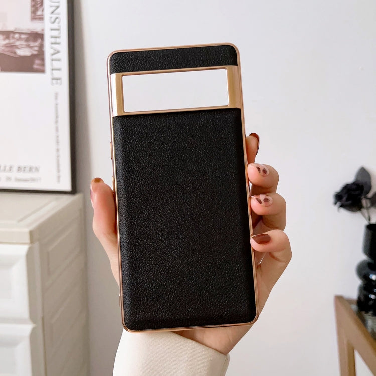 Waves Series Nano Electroplating Genuine Leather Phone Case, For Google Pixel 6, For Google Pixel 6 Pro, For Google Pixel 6a, For Google Pixel 7, For Huawei Enjoy 50 4G