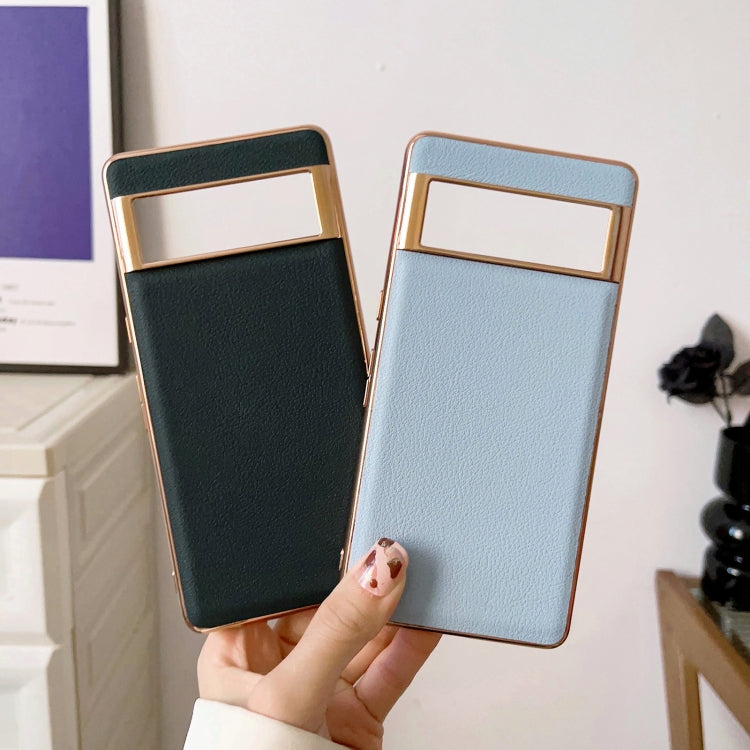 Waves Series Nano Electroplating Genuine Leather Phone Case, For Google Pixel 6, For Google Pixel 6 Pro, For Google Pixel 6a, For Google Pixel 7, For Huawei Enjoy 50 4G