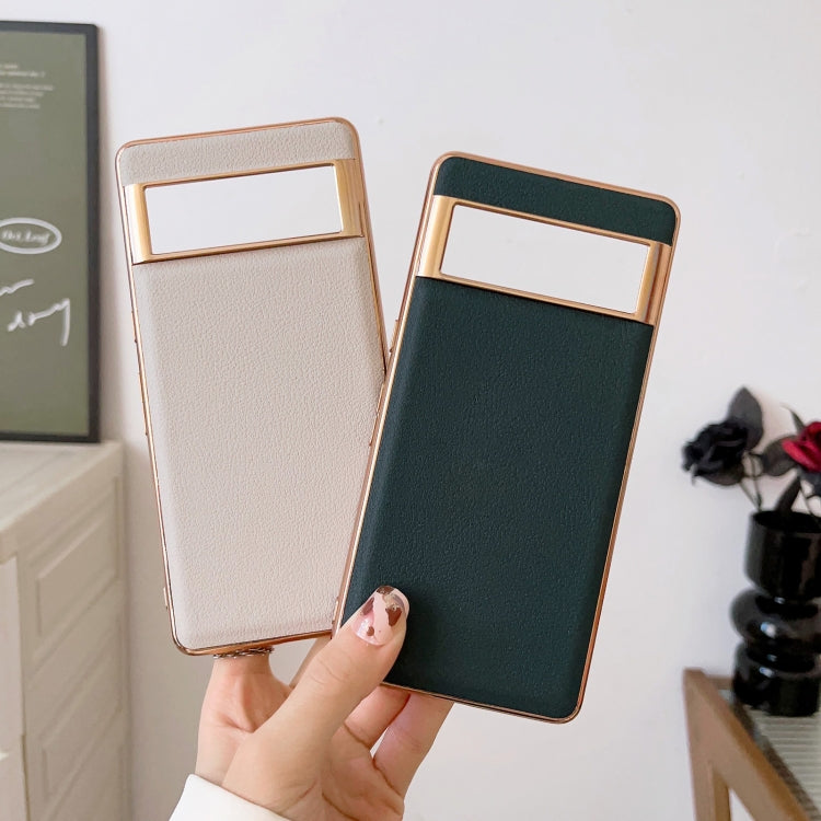 Waves Series Nano Electroplating Genuine Leather Phone Case, For Google Pixel 6, For Google Pixel 6 Pro, For Google Pixel 6a, For Google Pixel 7, For Google Pixel 7 Pro, For Huawei Enjoy 50 4G