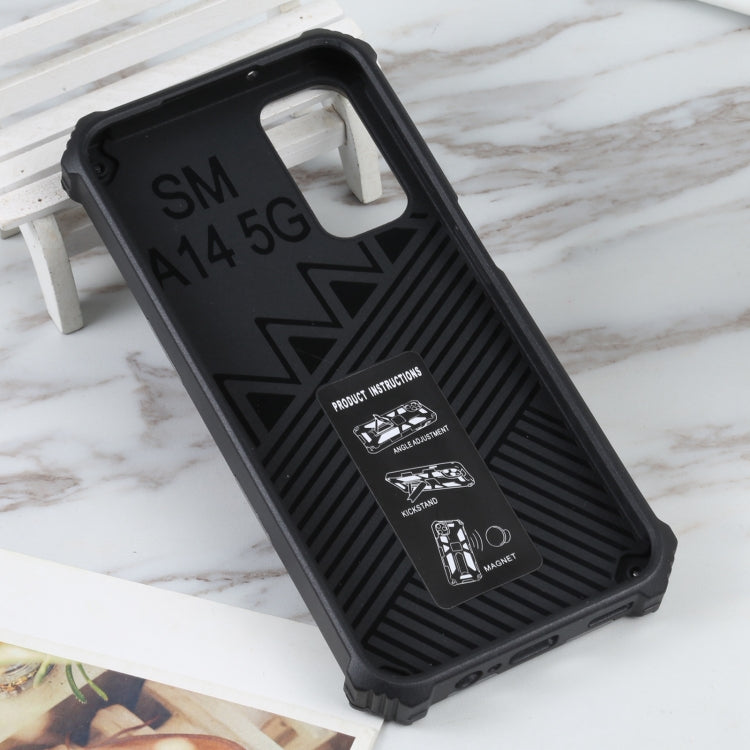 Camouflage Armor Kickstand TPU + PC Magnetic Phone Case, For Samsung Galaxy A14 5G