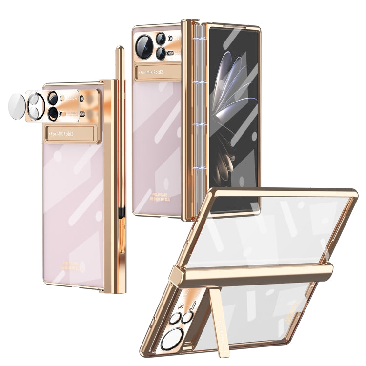 Magnetic Hinges Plating Phone Case with Holder, For Xiaomi Mix Fold 2