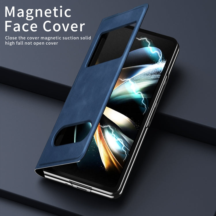 Mature Window View Flip Leather Phone Case, For Samsung Galaxy Z Fold4, For Samsung Galaxy Z Fold3 5G, For Samsung Galaxy Z Fold2 5G