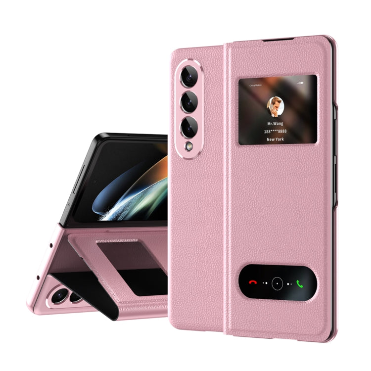 Mature Window View Flip Leather Phone Case, For Samsung Galaxy Z Fold4, For Samsung Galaxy Z Fold3 5G, For Samsung Galaxy Z Fold2 5G