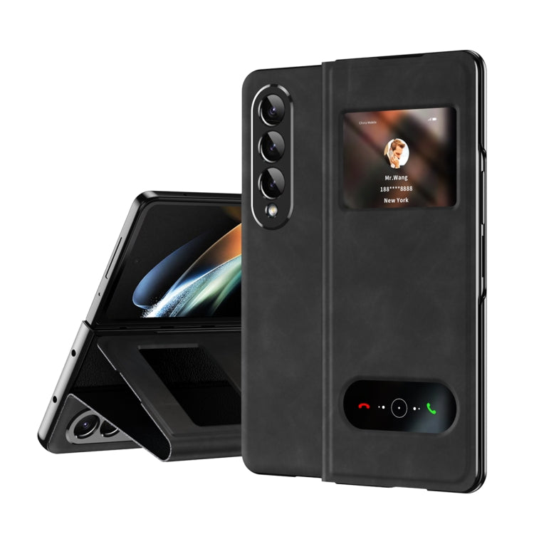 Mature Window View Flip Leather Phone Case, For Samsung Galaxy Z Fold4, For Samsung Galaxy Z Fold3 5G, For Samsung Galaxy Z Fold2 5G