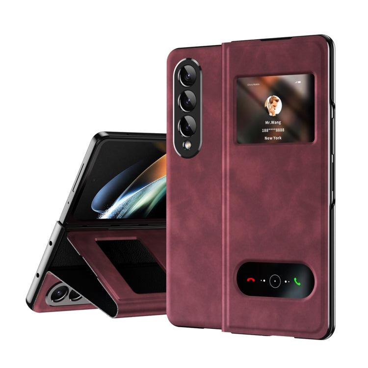 Mature Window View Flip Leather Phone Case, For Samsung Galaxy Z Fold4, For Samsung Galaxy Z Fold3 5G, For Samsung Galaxy Z Fold2 5G