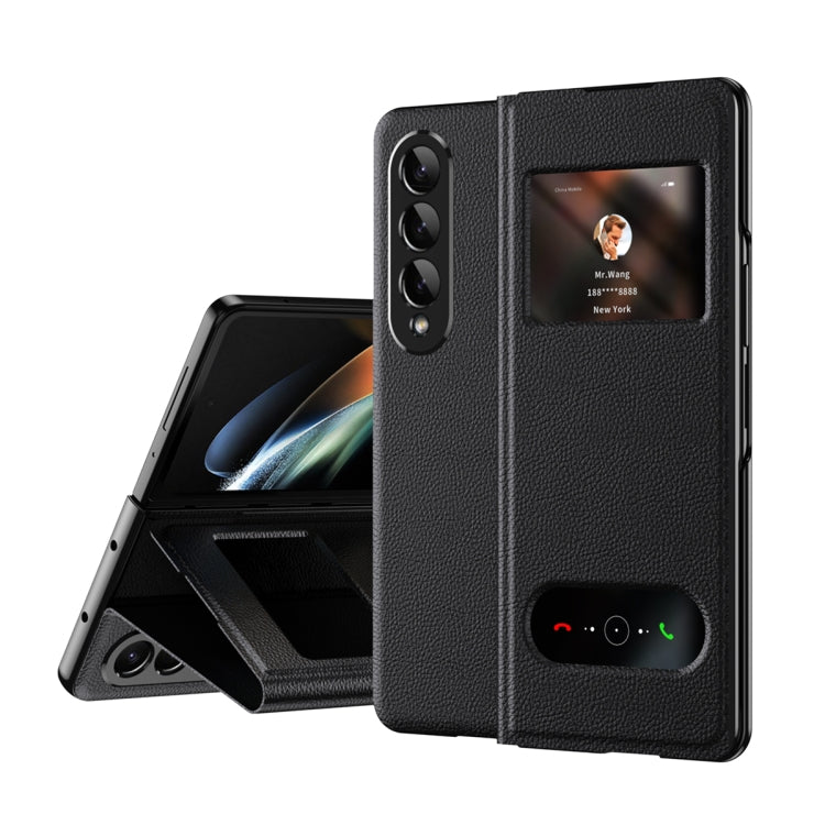 Mature Window View Flip Leather Phone Case, For Samsung Galaxy Z Fold4, For Samsung Galaxy Z Fold3 5G, For Samsung Galaxy Z Fold2 5G
