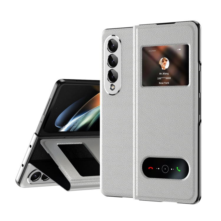Mature Window View Flip Leather Phone Case, For Samsung Galaxy Z Fold4, For Samsung Galaxy Z Fold3 5G, For Samsung Galaxy Z Fold2 5G