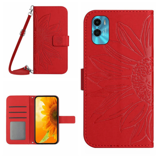 Skin Feel Sun Flower Pattern Flip Leather Phone Case with Lanyard, For Motorola Moto E22s, For Realme 9i 5G, For Realme 10 Pro+