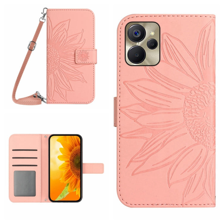 Skin Feel Sun Flower Pattern Flip Leather Phone Case with Lanyard, For Motorola Moto E22s, For Realme 9i 5G, For Realme 10 Pro+