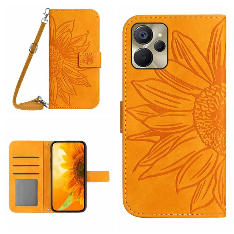 Skin Feel Sun Flower Pattern Flip Leather Phone Case with Lanyard, For Motorola Moto E22s, For Realme 9i 5G, For Realme 10 Pro+