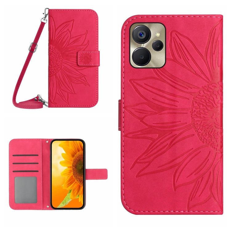 Skin Feel Sun Flower Pattern Flip Leather Phone Case with Lanyard, For Motorola Moto E22s, For Realme 9i 5G, For Realme 10 Pro+