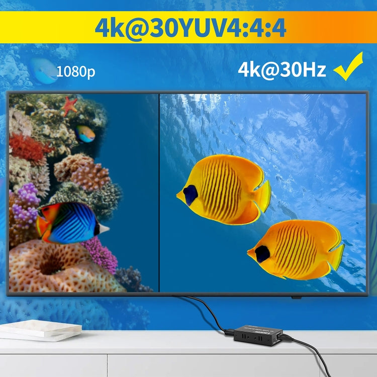 4K HDMI to RJ45 Network Extender, Transmission Distance: 200m, EU Plug