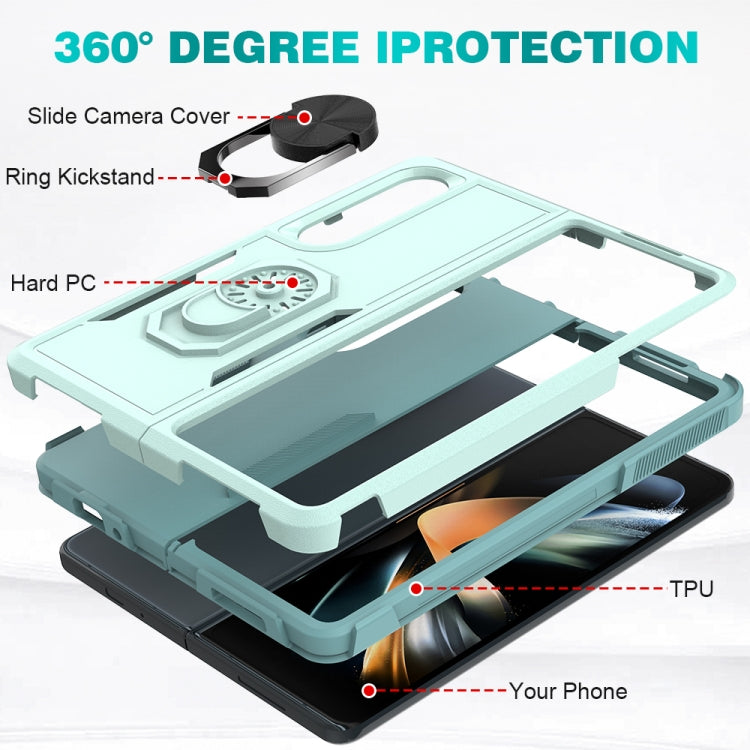2 in 1 PC + TPU Shockproof Phone Case with Ring Bracket, For Samsung Galaxy Z Fold4
