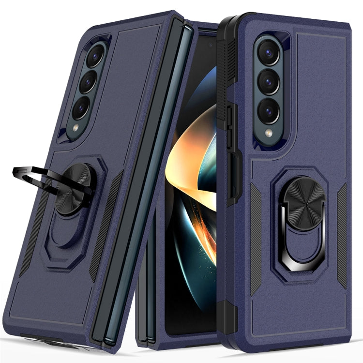 2 in 1 PC + TPU Shockproof Phone Case with Ring Bracket, For Samsung Galaxy Z Fold4