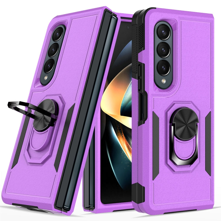 2 in 1 PC + TPU Shockproof Phone Case with Ring Bracket, For Samsung Galaxy Z Fold4