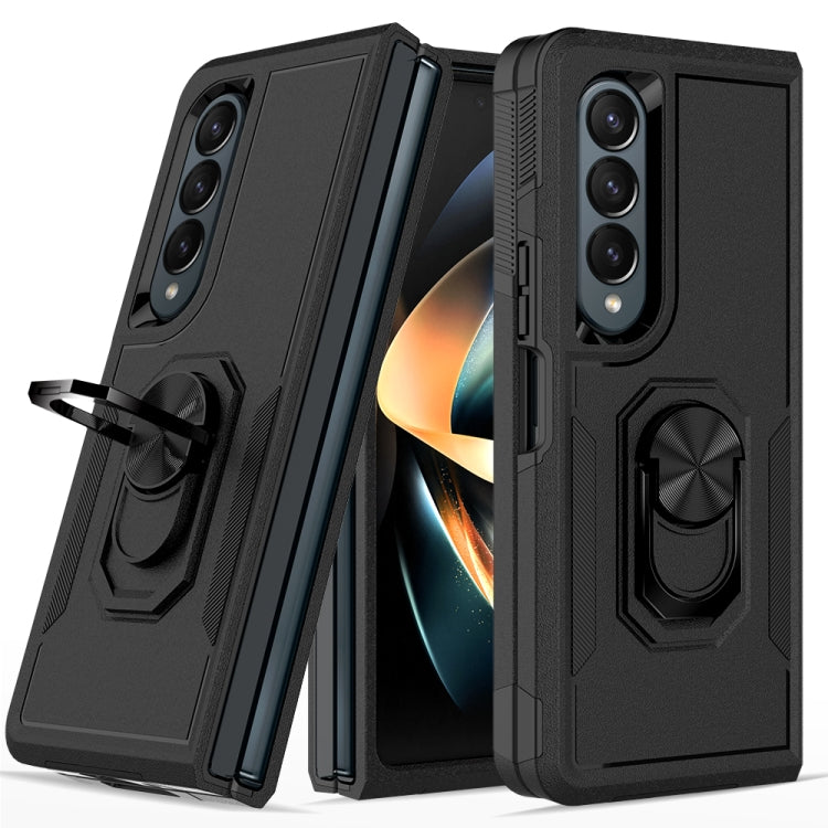 2 in 1 PC + TPU Shockproof Phone Case with Ring Bracket, For Samsung Galaxy Z Fold4