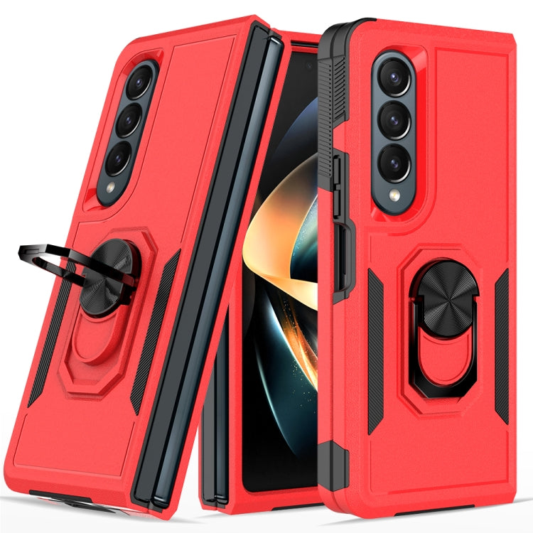 2 in 1 PC + TPU Shockproof Phone Case with Ring Bracket, For Samsung Galaxy Z Fold4