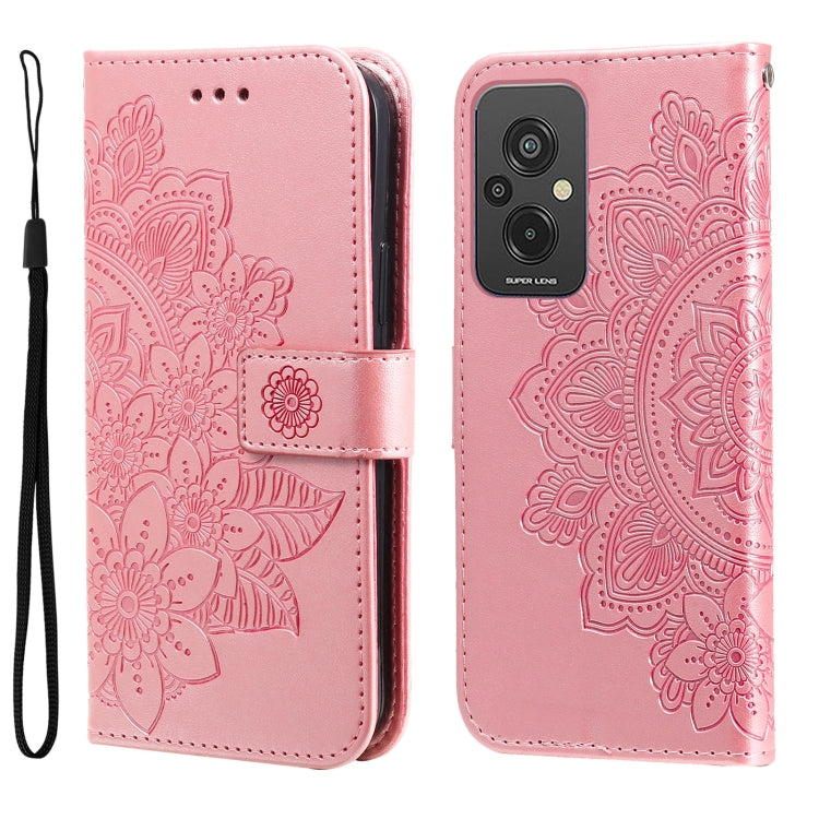 7-petal Flowers Embossing Leather Phone Case, For Xiaomi Redmi A1+, For Xiaomi Redmi 11 Prime 4G, For Xiaomi Redmi Note 12 China, For Xiaomi Redmi Note 12 Pro 5G China, For Xiaomi Redmi Note 12 Pro+ China