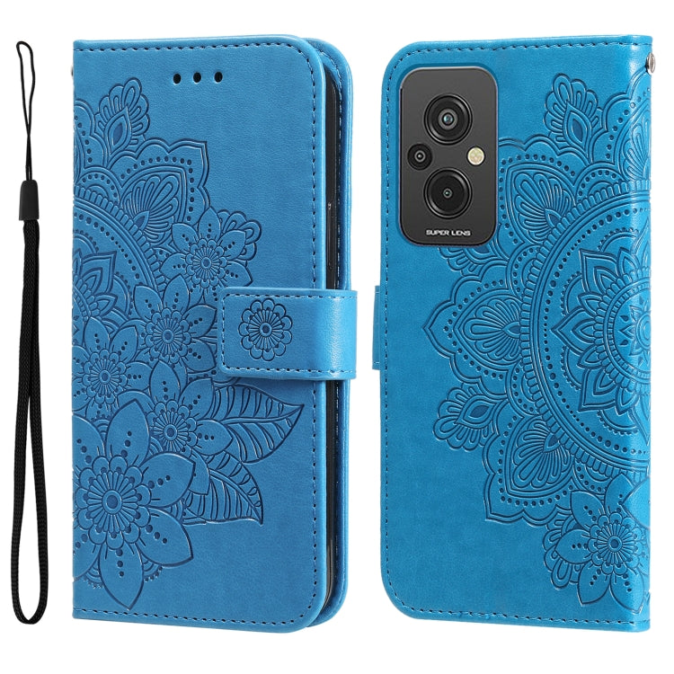 7-petal Flowers Embossing Leather Phone Case, For Xiaomi Redmi A1+, For Xiaomi Redmi 11 Prime 4G, For Xiaomi Redmi Note 12 China, For Xiaomi Redmi Note 12 Pro 5G China, For Xiaomi Redmi Note 12 Pro+ China