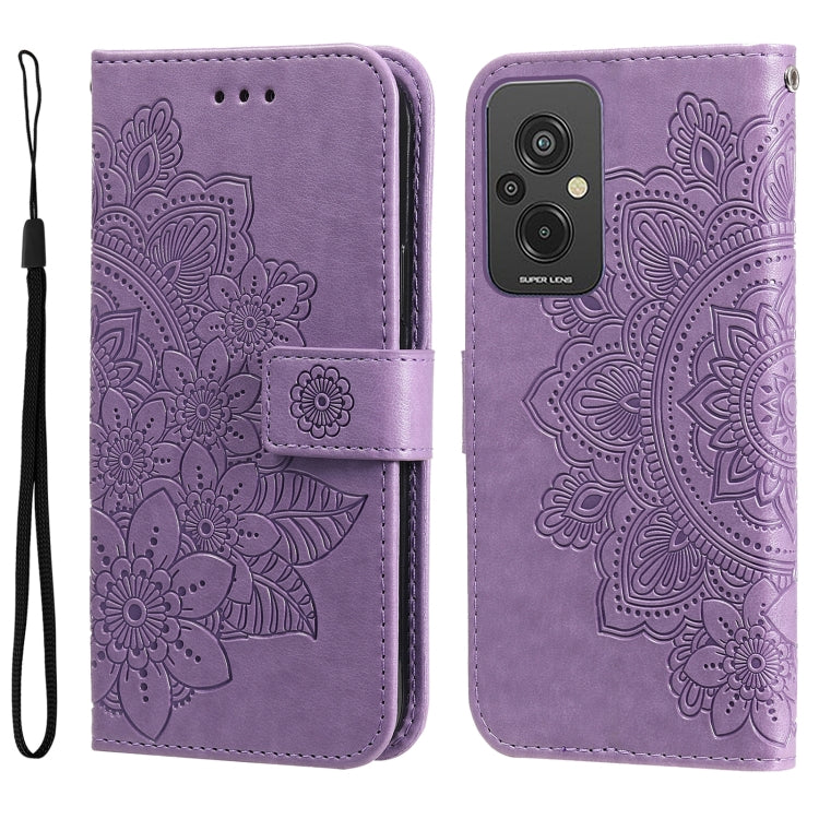 7-petal Flowers Embossing Leather Phone Case, For Xiaomi Redmi A1+, For Xiaomi Redmi 11 Prime 4G, For Xiaomi Redmi Note 12 China, For Xiaomi Redmi Note 12 Pro 5G China, For Xiaomi Redmi Note 12 Pro+ China