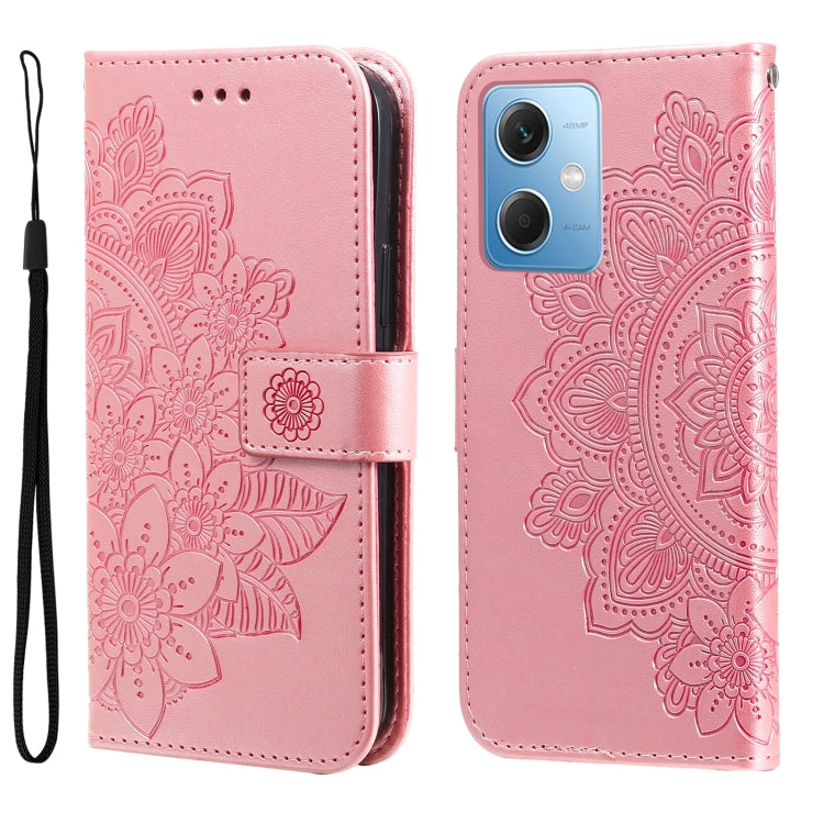 7-petal Flowers Embossing Leather Phone Case, For Xiaomi Redmi A1+, For Xiaomi Redmi 11 Prime 4G, For Xiaomi Redmi Note 12 China, For Xiaomi Redmi Note 12 Pro 5G China, For Xiaomi Redmi Note 12 Pro+ China