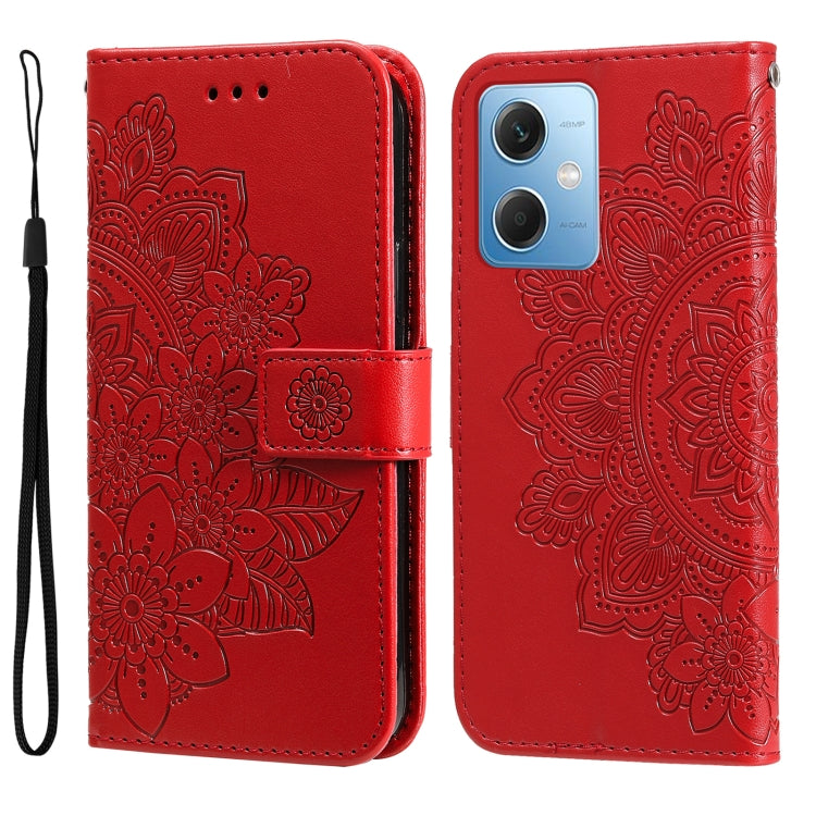 7-petal Flowers Embossing Leather Phone Case, For Xiaomi Redmi A1+, For Xiaomi Redmi 11 Prime 4G, For Xiaomi Redmi Note 12 China, For Xiaomi Redmi Note 12 Pro 5G China, For Xiaomi Redmi Note 12 Pro+ China