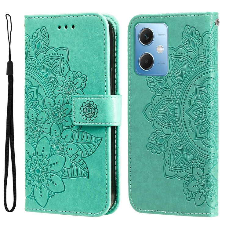 7-petal Flowers Embossing Leather Phone Case, For Xiaomi Redmi A1+, For Xiaomi Redmi 11 Prime 4G, For Xiaomi Redmi Note 12 China, For Xiaomi Redmi Note 12 Pro 5G China, For Xiaomi Redmi Note 12 Pro+ China