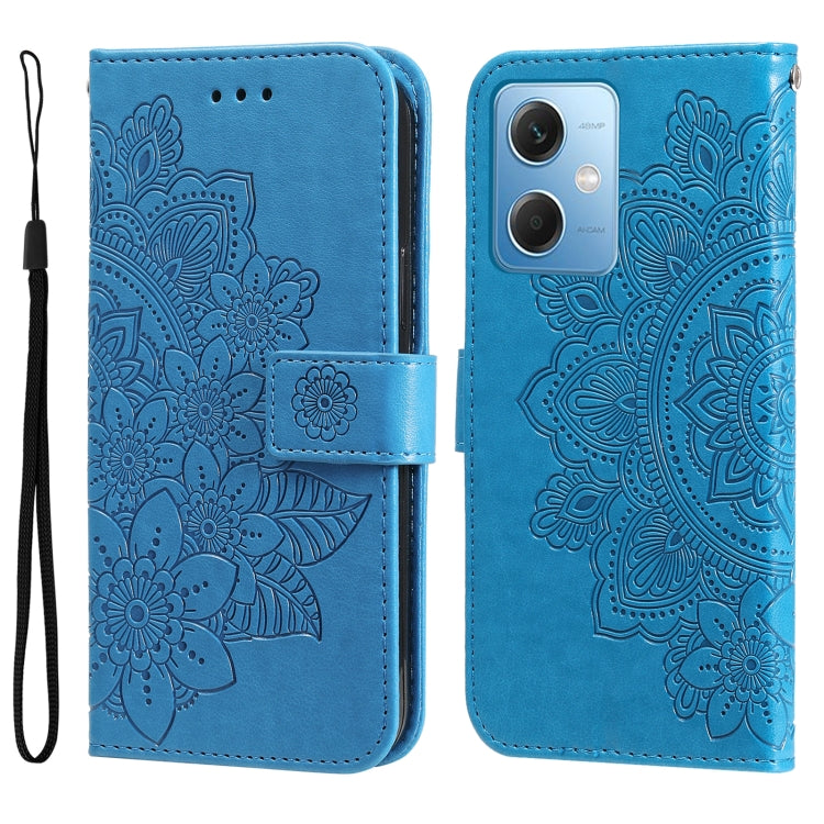 7-petal Flowers Embossing Leather Phone Case, For Xiaomi Redmi A1+, For Xiaomi Redmi 11 Prime 4G, For Xiaomi Redmi Note 12 China, For Xiaomi Redmi Note 12 Pro 5G China, For Xiaomi Redmi Note 12 Pro+ China