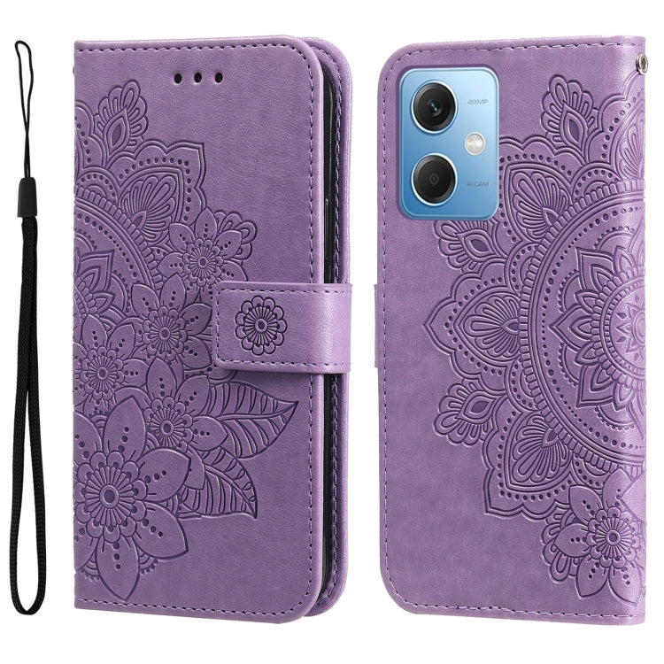 7-petal Flowers Embossing Leather Phone Case, For Xiaomi Redmi A1+, For Xiaomi Redmi 11 Prime 4G, For Xiaomi Redmi Note 12 China, For Xiaomi Redmi Note 12 Pro 5G China, For Xiaomi Redmi Note 12 Pro+ China