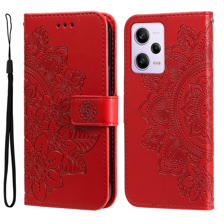 7-petal Flowers Embossing Leather Phone Case, For Xiaomi Redmi A1+, For Xiaomi Redmi 11 Prime 4G, For Xiaomi Redmi Note 12 China, For Xiaomi Redmi Note 12 Pro 5G China, For Xiaomi Redmi Note 12 Pro+ China