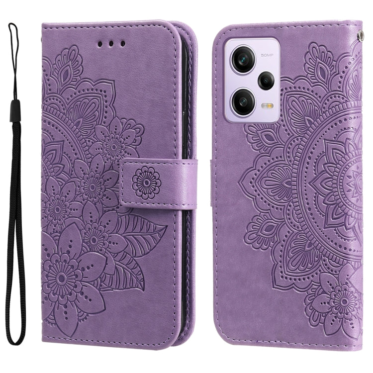 7-petal Flowers Embossing Leather Phone Case, For Xiaomi Redmi A1+, For Xiaomi Redmi 11 Prime 4G, For Xiaomi Redmi Note 12 China, For Xiaomi Redmi Note 12 Pro 5G China, For Xiaomi Redmi Note 12 Pro+ China
