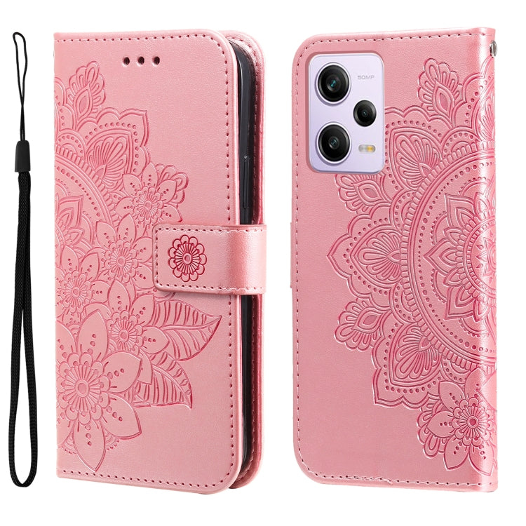 7-petal Flowers Embossing Leather Phone Case, For Xiaomi Redmi A1+, For Xiaomi Redmi 11 Prime 4G, For Xiaomi Redmi Note 12 China, For Xiaomi Redmi Note 12 Pro 5G China, For Xiaomi Redmi Note 12 Pro+ China
