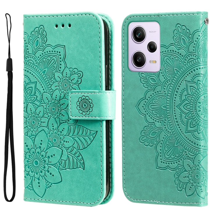 7-petal Flowers Embossing Leather Phone Case, For Xiaomi Redmi A1+, For Xiaomi Redmi 11 Prime 4G, For Xiaomi Redmi Note 12 China, For Xiaomi Redmi Note 12 Pro 5G China, For Xiaomi Redmi Note 12 Pro+ China
