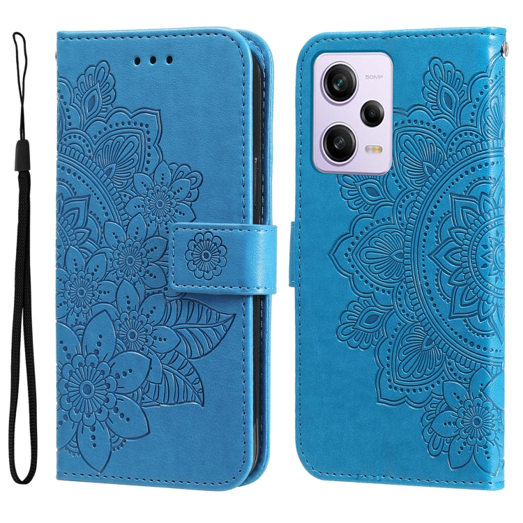 7-petal Flowers Embossing Leather Phone Case, For Xiaomi Redmi A1+, For Xiaomi Redmi 11 Prime 4G, For Xiaomi Redmi Note 12 China, For Xiaomi Redmi Note 12 Pro 5G China, For Xiaomi Redmi Note 12 Pro+ China