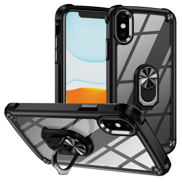 TPU + PC Lens Protection Phone Case with Ring Holder, For iPhone 11, For iPhone 11 Pro, For iPhone 11 Pro Max, For iPhone XS / X, For iPhone XS Max, For iPhone XR, For iPhone 12 / 12 Pro, For iPhone 12 Pro Max