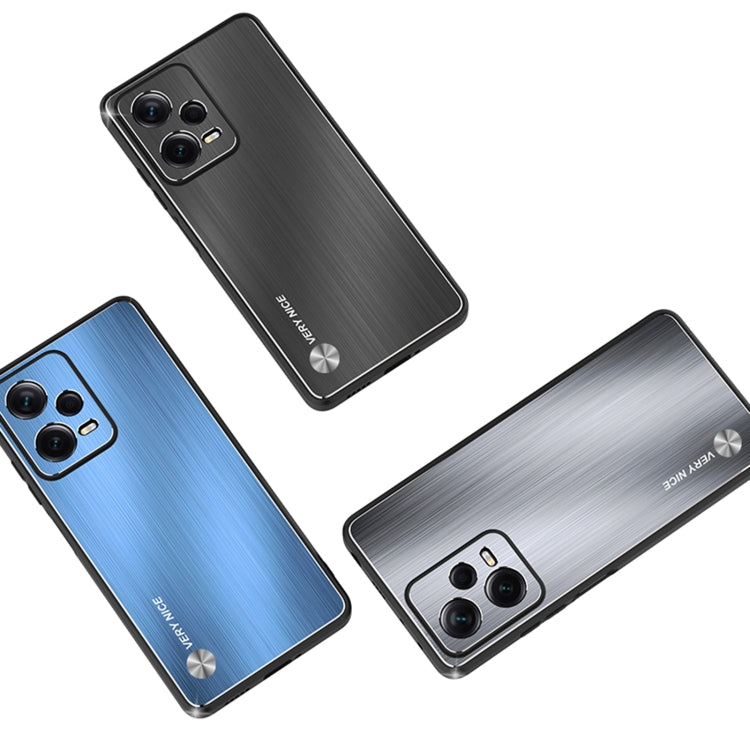 Metal Brushed Texture Shockproof Phone Case with Holder, For Xiaomi Redmi Note 12 Pro 5G China