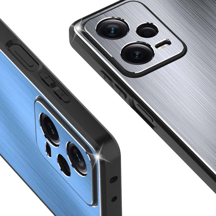 Metal Brushed Texture Shockproof Phone Case with Holder, For Xiaomi Redmi Note 12 Pro 5G China