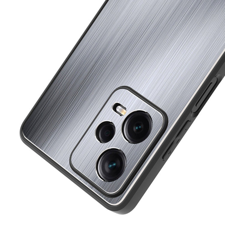 Metal Brushed Texture Shockproof Phone Case with Holder, For Xiaomi Redmi Note 12 Pro 5G China