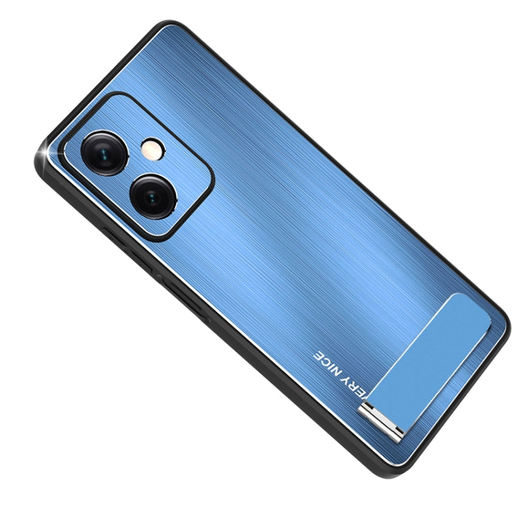 Metal Brushed Texture Shockproof Phone Case with Holder, For Xiaomi Redmi Note 12 Pro+ China, For Xiaomi Redmi Note 12 Pro 5G China, For Xiaomi Redmi Note 12 China