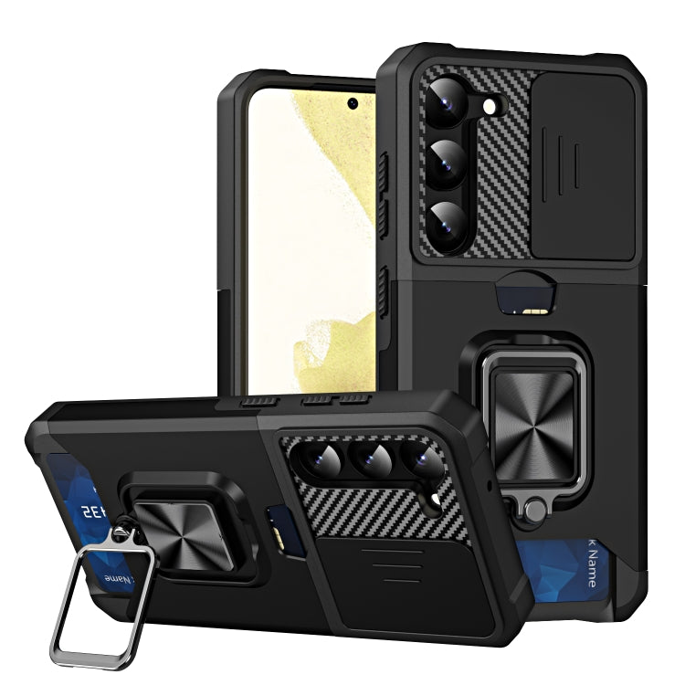 Sliding Camshield Phone Case with Ring Holder & Card Slot, For Samsung Galaxy S23 5G, For Samsung Galaxy S23+ 5G, For Samsung Galaxy S23 Ultra 5G, For Samsung Galaxy A14 5G