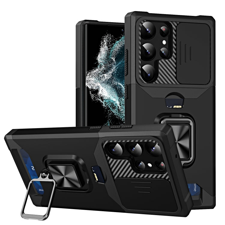 Sliding Camshield Phone Case with Ring Holder & Card Slot, For Samsung Galaxy S23 5G, For Samsung Galaxy S23+ 5G, For Samsung Galaxy S23 Ultra 5G, For Samsung Galaxy A14 5G