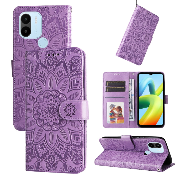 Embossed Sunflower Leather Phone Case, For Xiaomi Redmi A1+, For Xiaomi Redmi 11 Prime 4G, For Xiaomi Redmi Note 12 China, For Xiaomi Redmi Note 12 Pro 5G China, For Xiaomi Redmi Note 12 Pro+ China