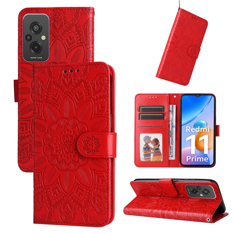 Embossed Sunflower Leather Phone Case, For Xiaomi Redmi A1+, For Xiaomi Redmi 11 Prime 4G, For Xiaomi Redmi Note 12 China, For Xiaomi Redmi Note 12 Pro 5G China, For Xiaomi Redmi Note 12 Pro+ China