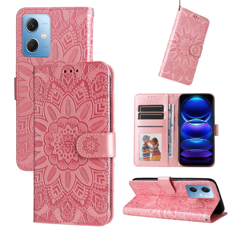 Embossed Sunflower Leather Phone Case, For Xiaomi Redmi A1+, For Xiaomi Redmi 11 Prime 4G, For Xiaomi Redmi Note 12 China, For Xiaomi Redmi Note 12 Pro 5G China, For Xiaomi Redmi Note 12 Pro+ China